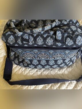 Vera Bradley Navy and Light Blue Quilted Travel Bag